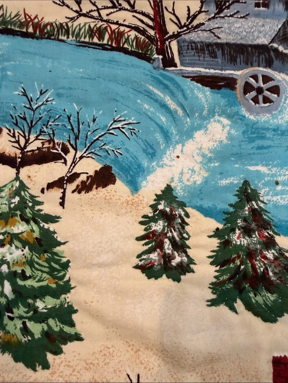 Vintage Winter Village Wall Hanging